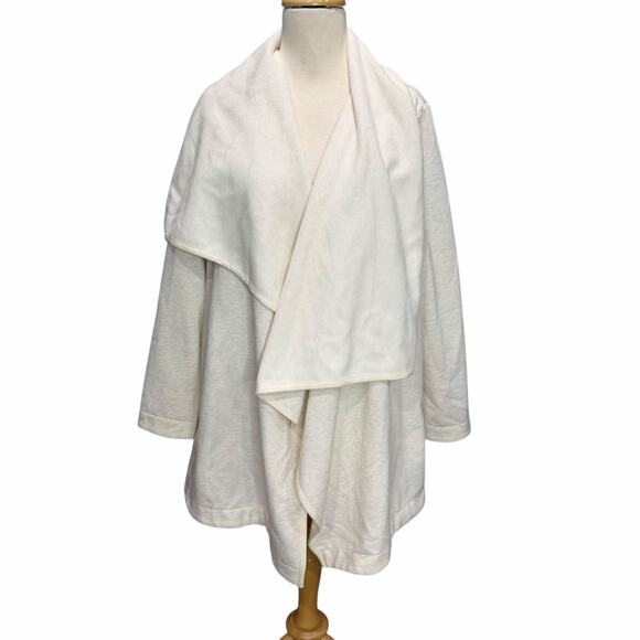 Ugg Janni Fleece Cardigan Women M Oatmeal Heather Open Asymmetrical Plush Lounge - Picture 2 of 16